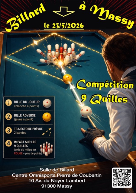 🎱 Compétition de Billard à 9 Quilles à Massy : un événement à ne pas manquer !